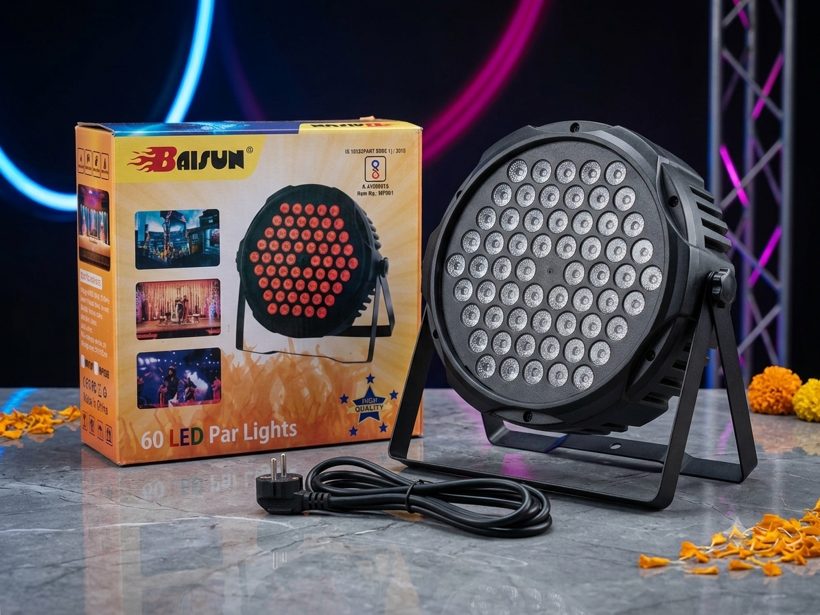 Baisun 60 LED Par Light RGB Full Color DMX512 DJ Disco Party Wedding Stage Decoration Light - MP001 | Diwali Special Offer